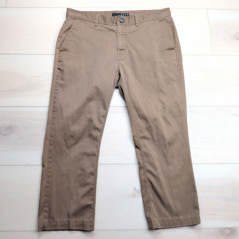Krew Denim Klassics Chino Pants Mens 34x24 Brown‎ Stretch Skateboarding